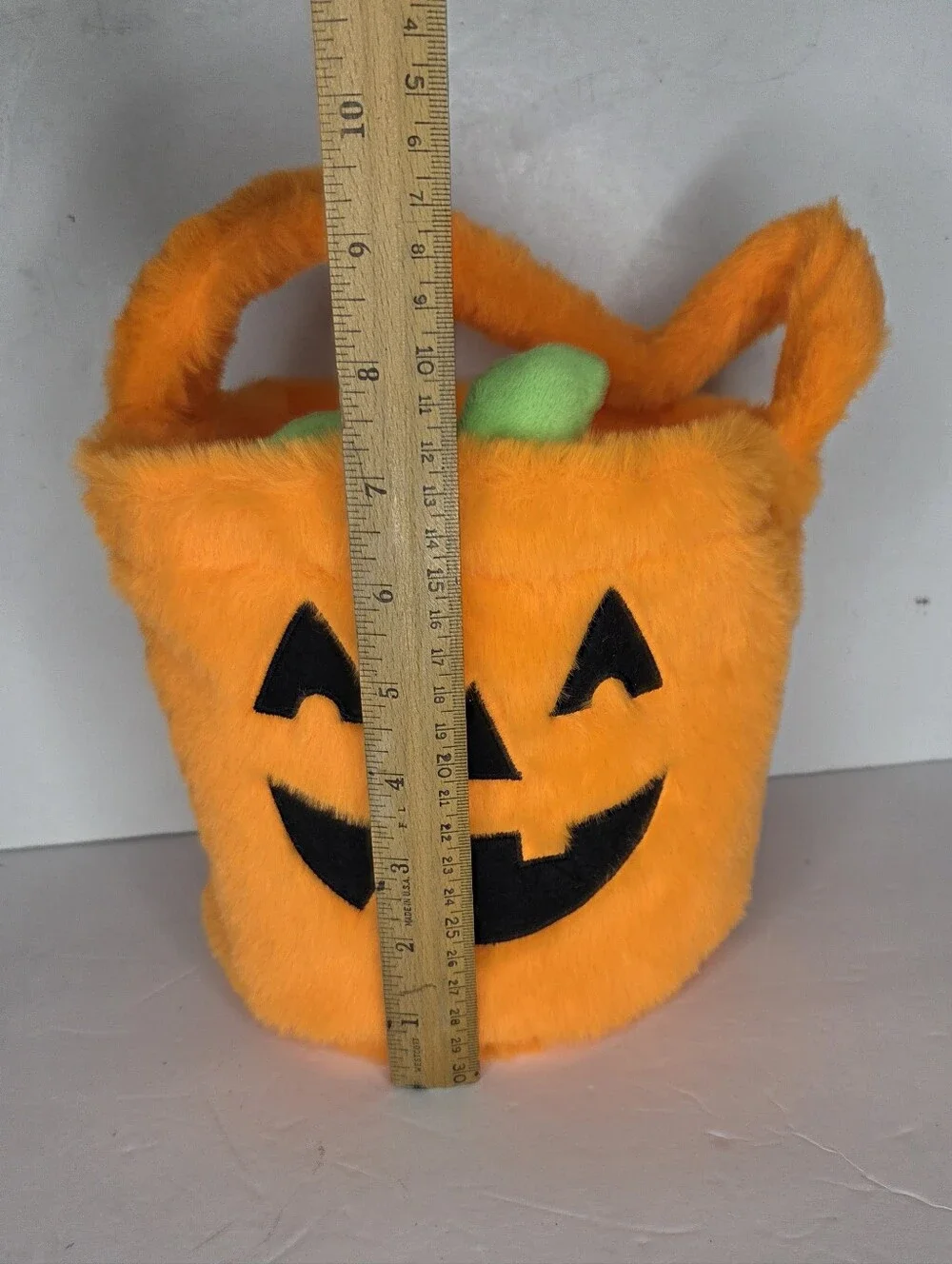Plush Orange Pumpkin Trick Or Treat Candy Bag Halloween Bucket